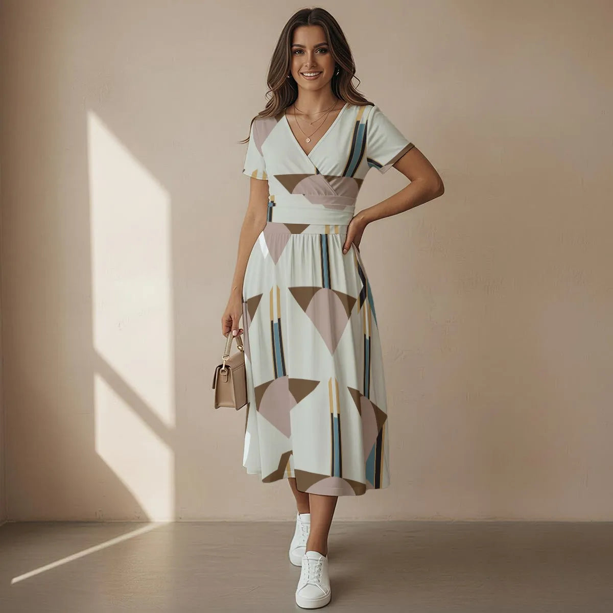 Women's Midi V-Neck Dress