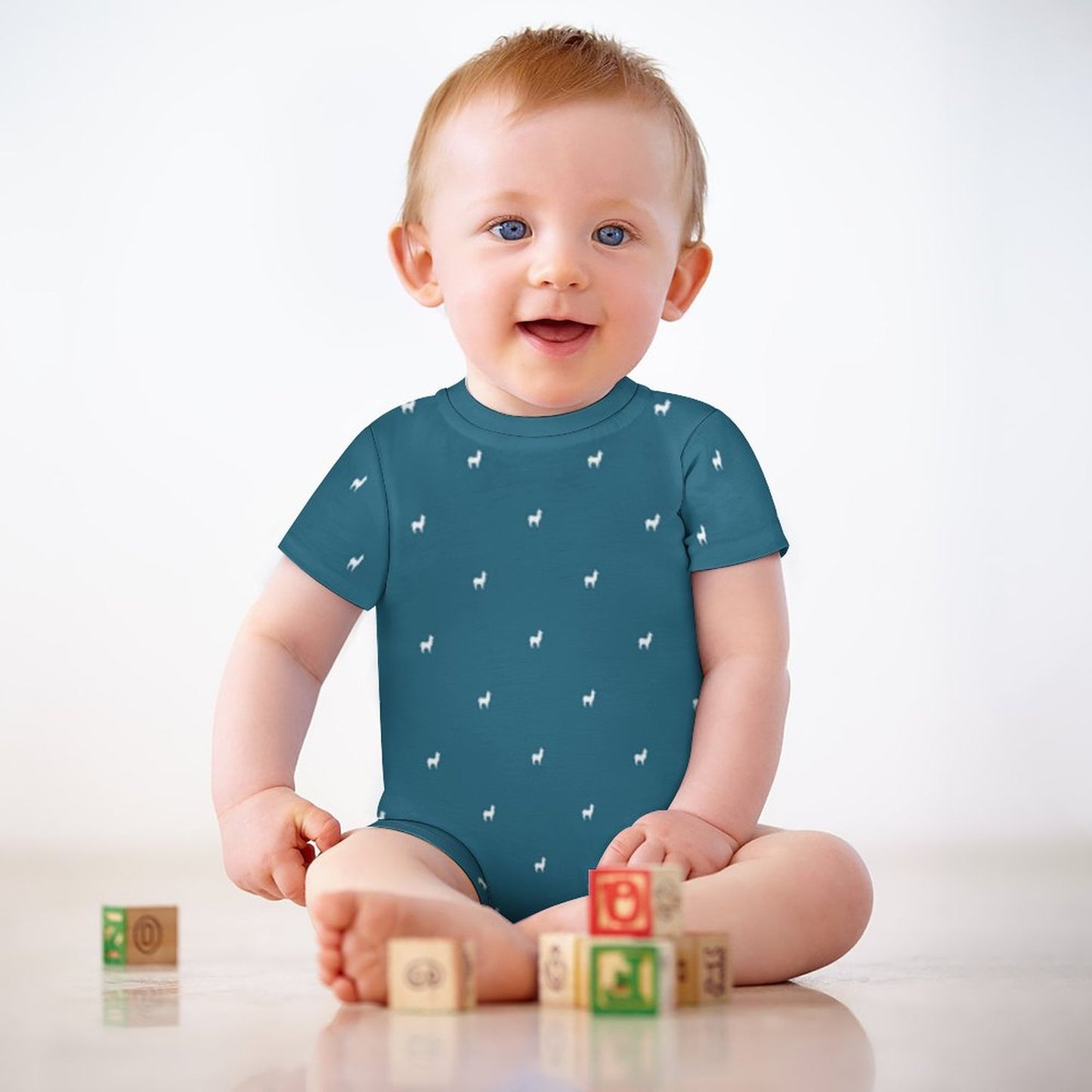 180gsm Faux Cotton Short Sleeve Baby Bodysuit Romper(All-Over Printing)