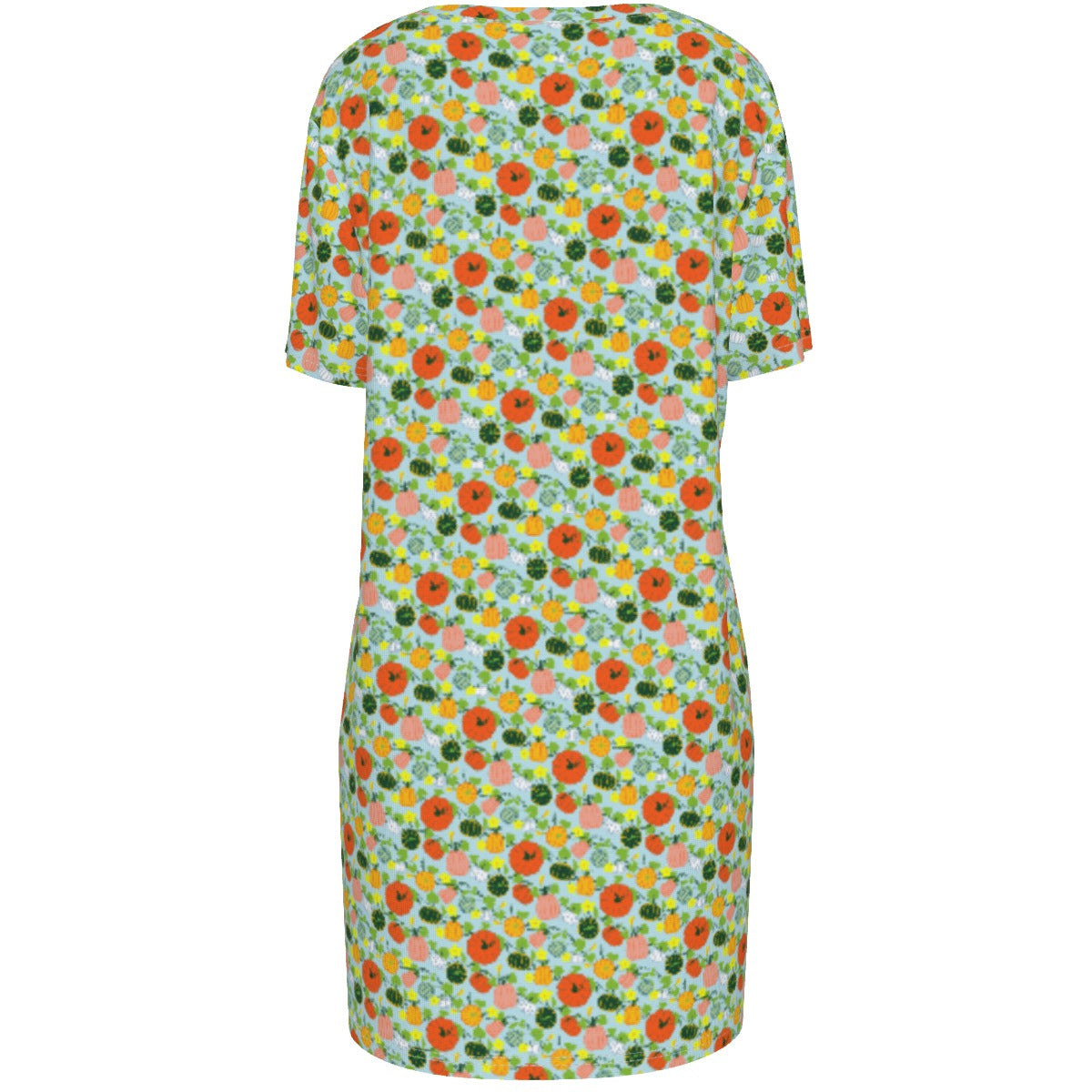 Women's Cotton T-Shirt Dress - pumpkin patch flower