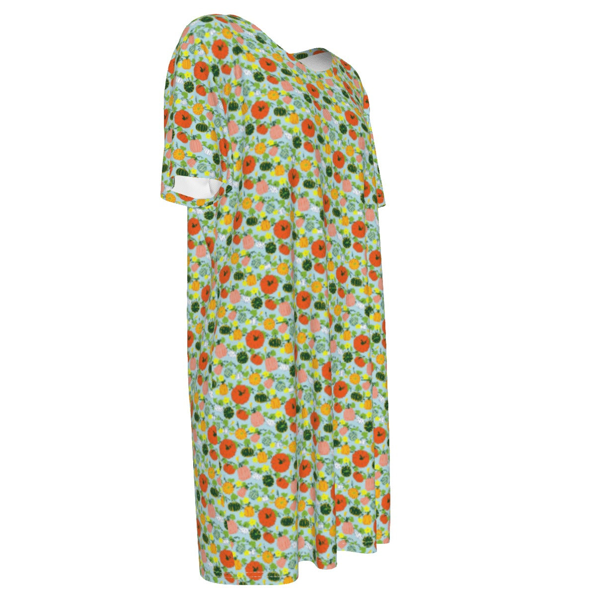 Women's Cotton T-Shirt Dress - pumpkin patch flower