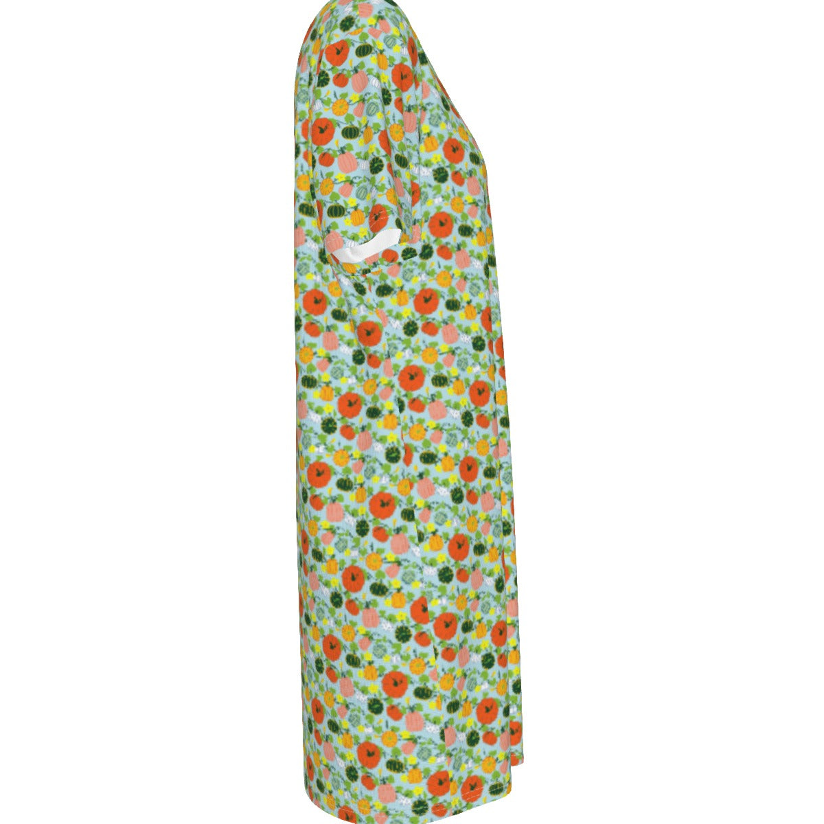 Women's Cotton T-Shirt Dress - pumpkin patch flower