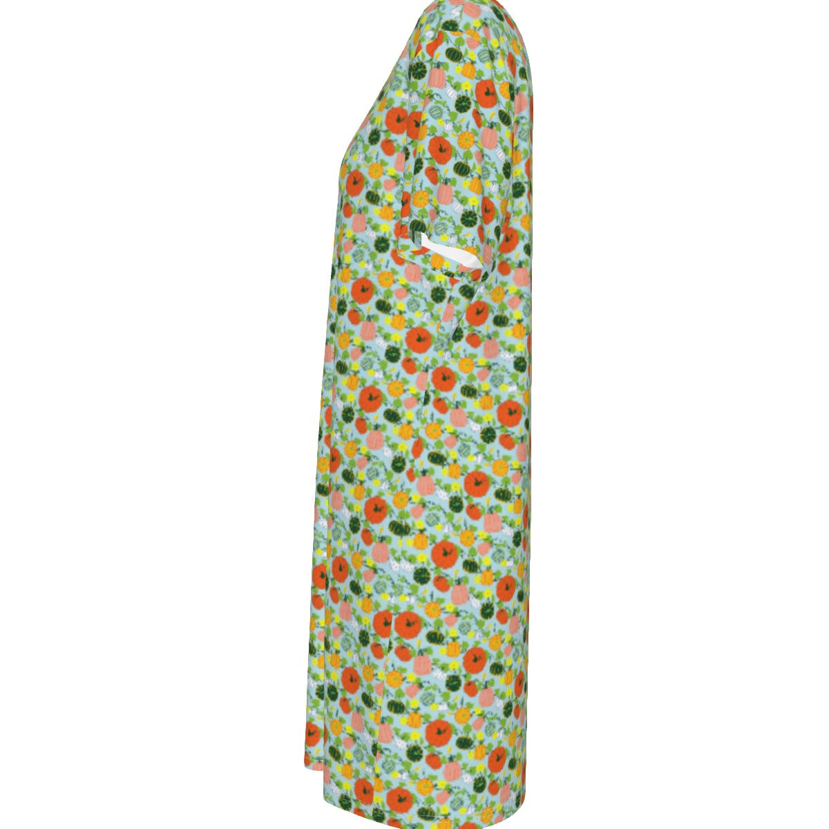 Women's Cotton T-Shirt Dress - pumpkin patch flower