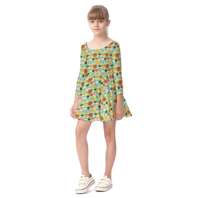 Kids' Long-Sleeve Twirl Dress - pumpkin patch flower