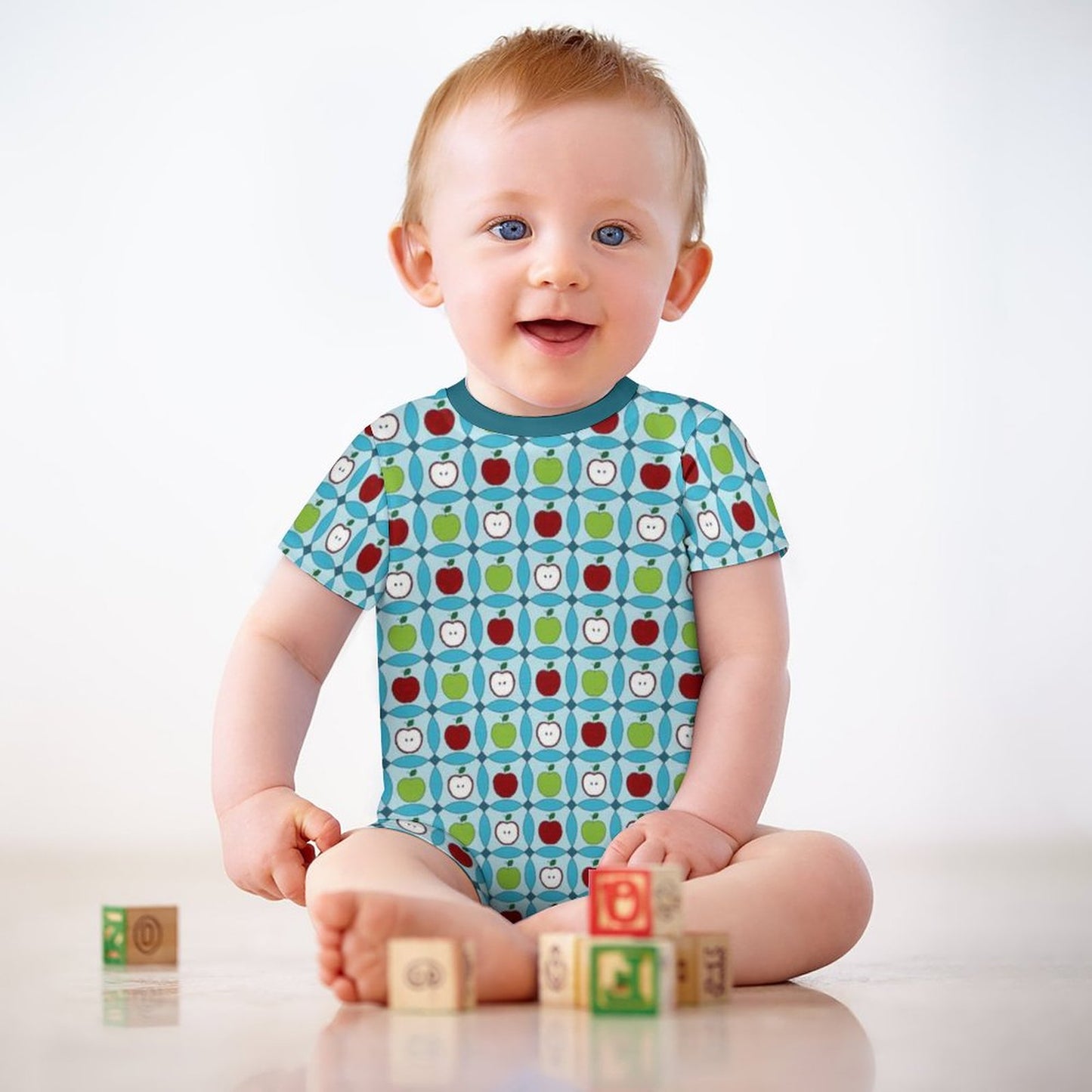 180gsm Faux Cotton Short Sleeve Baby Bodysuit Romper(All-Over Printing)