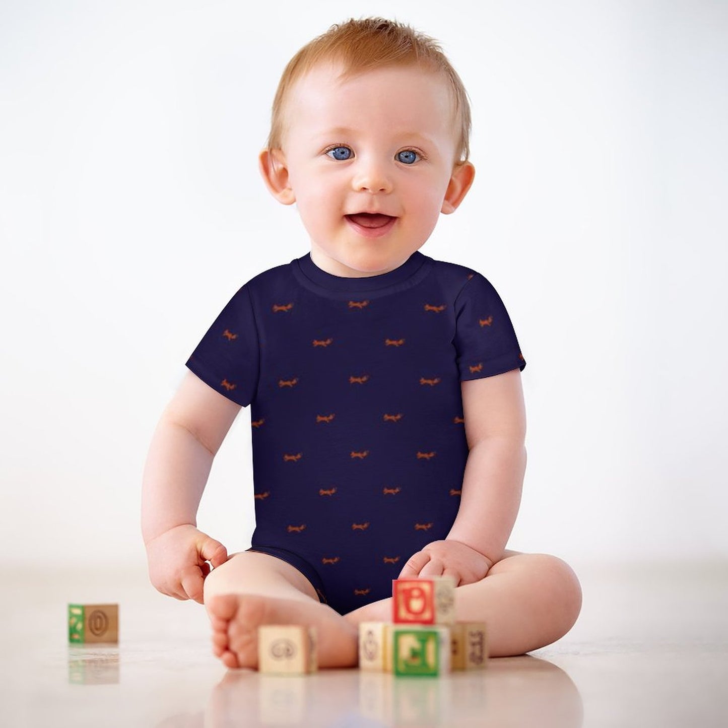 180gsm Faux Cotton Short Sleeve Baby Bodysuit Romper(All-Over Printing)