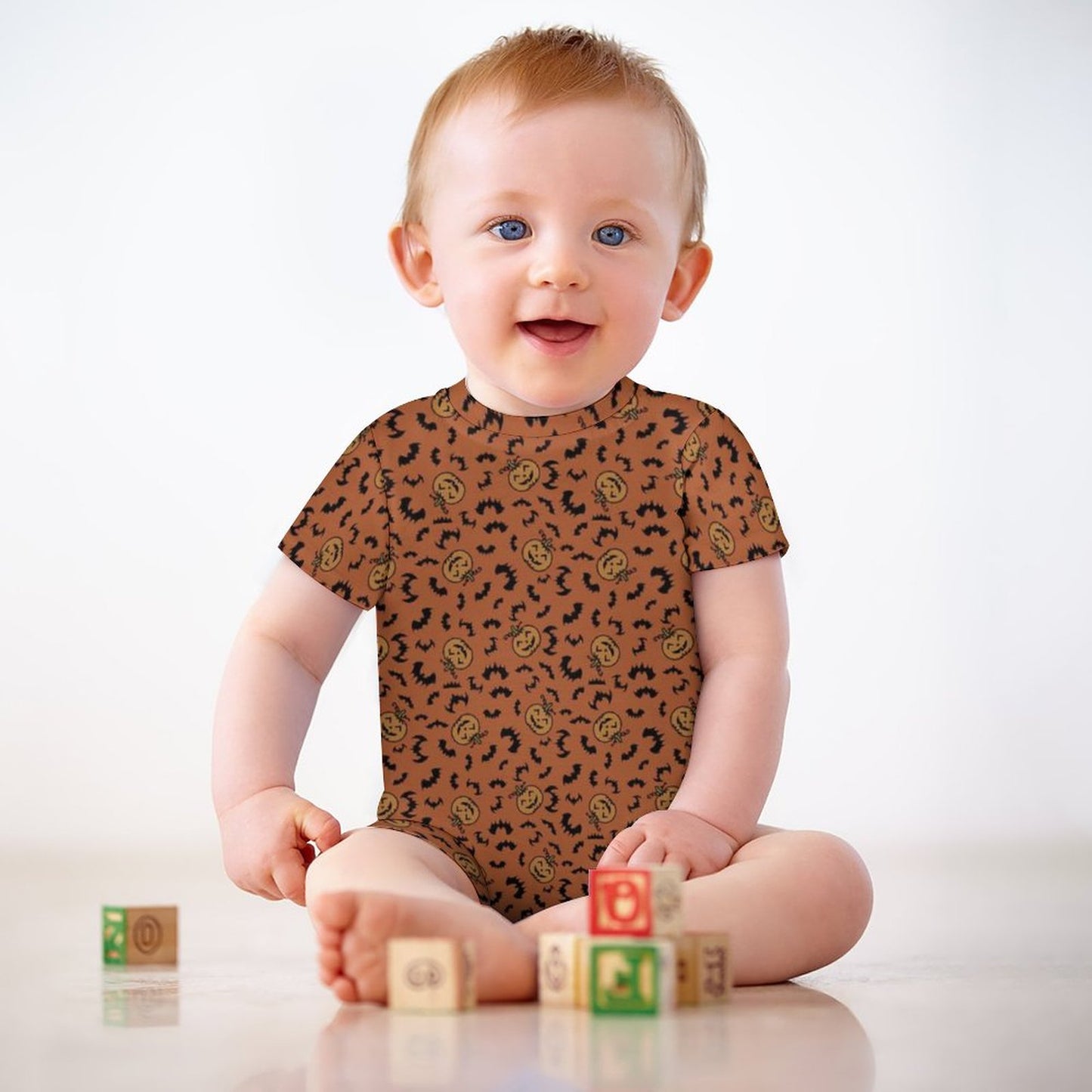 180gsm Faux Cotton Short Sleeve Baby Bodysuit Romper(All-Over Printing)