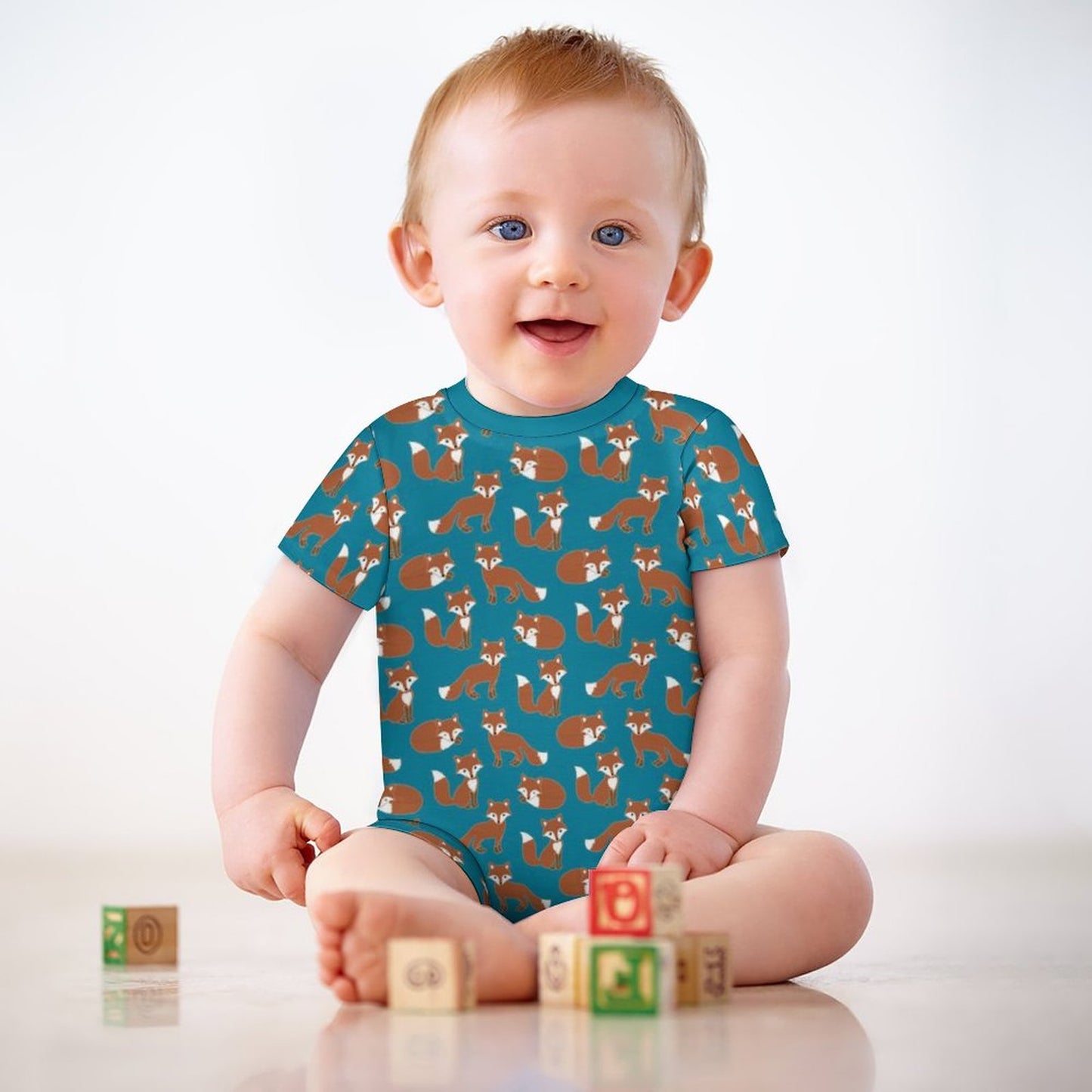 180gsm Faux Cotton Short Sleeve Baby Bodysuit Romper(All-Over Printing)