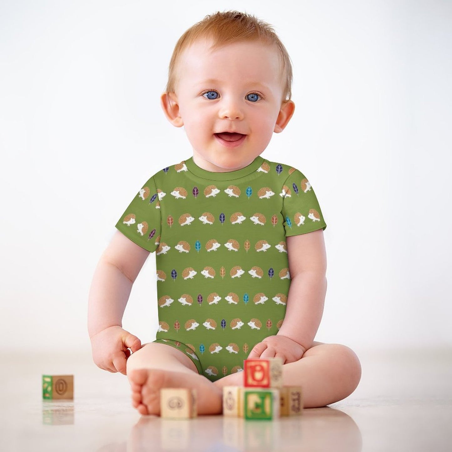 180gsm Faux Cotton Short Sleeve Baby Bodysuit Romper(All-Over Printing)