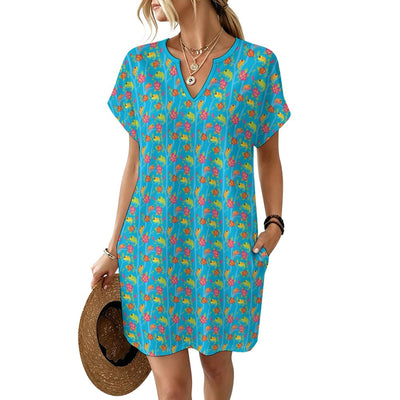 Women's Split V-Neck Dress