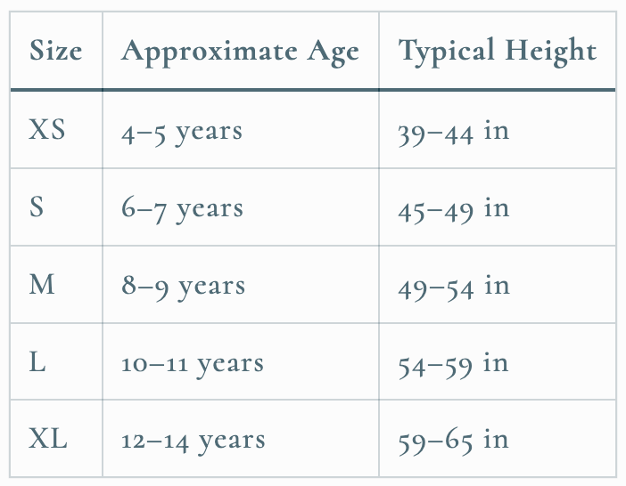 Size chart